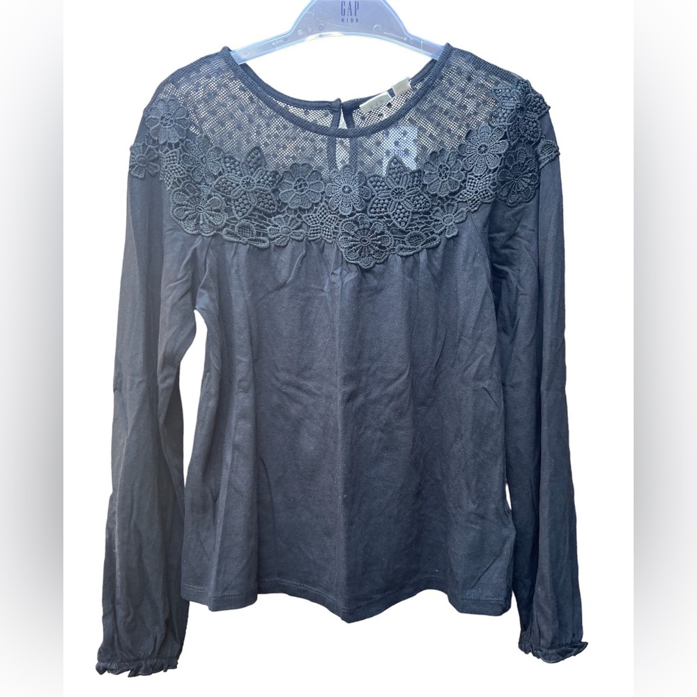 GAP Kids Long Sleeve Black Lace Top Size L (10)